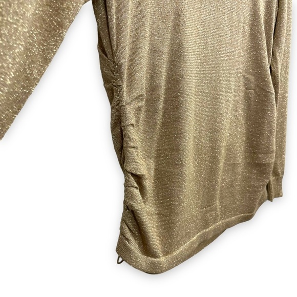 MICHAEL KORS Sweater Womens Medium Petite Gold Shiny Threading Cowl Neck - Picture 6 of 12